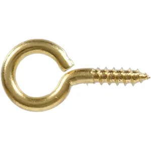212 MAIN No.10 Solid Brass Screw Eye - Brass Finish, Large Size, Marine Safe, Ideal for Vertical Hanging in Sailing Water Sports