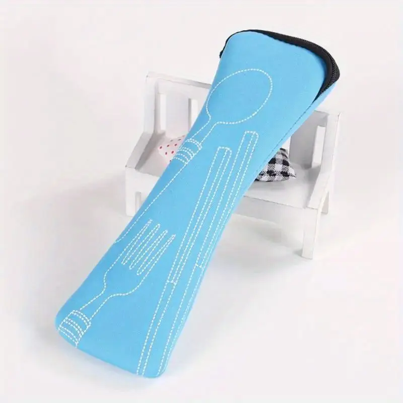 1pc Leak proof portable fabric travel storage cutlery bag, durable cutlery bag with zipper