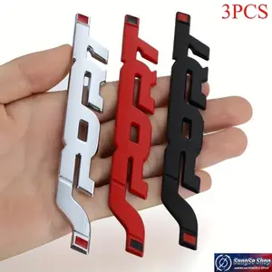 3-Piece 3D Car Body & Fender Badge Set 2026 Trend Glossy Black with Red Accents Sporty Metal Stickers Aerodynamic Curved Design Scratch-Resistant Adhesive for Cars SUVs Trucks Custom Auto Exterior Styling Accessories