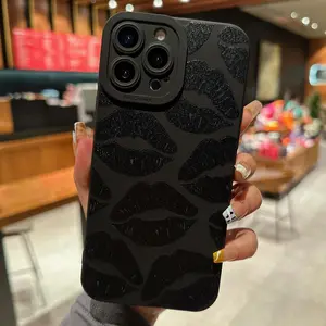 Solid Color Lip Pattern Phone Case for Summer, Full Body Shockproof Phone Cover for Women & Girls, Phone Accessories for iPhone 16 Plus X XS Max 11 12 13 14 15 Pro Max Series