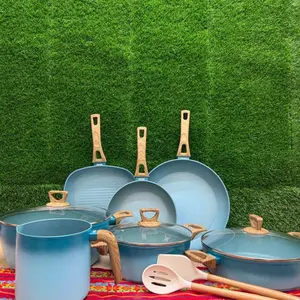 Juego de Cocina Terracota Azul Turquesa set 12 Pieces.