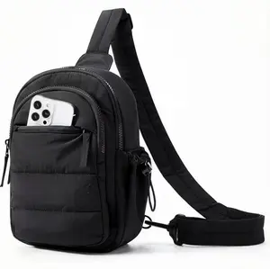 Mini Crossbody Sling Bag Puffer Crossbody Bag Purses Hobo Handbag Fanny Packs for Travel Hiking Water Resistant Fanny Pack Running Phone Holder for Men Women Workout Travelling