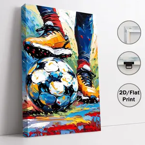 Vibrant abstract soccer canvas wall art, 2D HD print football match poster, framed/unframed wall decor for home, sports artwork, great home decoration gift for soccer fans and kids，football match poste，print gift