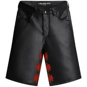 Lostshdws Leather Shorts Black Red