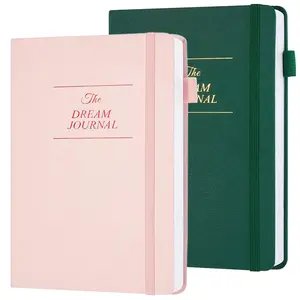 JUBTIC Dream Journal – Hardcover Dream Notebook, Guided Dream Diary to Record and Track Your Dreams, Interpretations and Thoughts before Sleeping,  2 in 1 package (Pink*Dark Green)