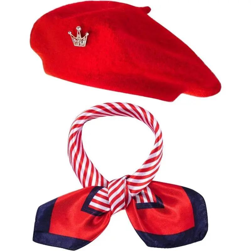 3pcs French Beret Hat Set Costume Accessories Set Including  display picture 2