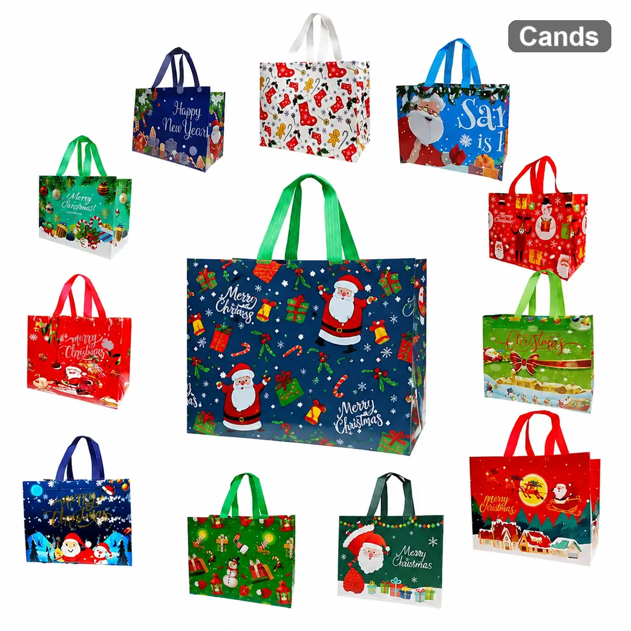 Festive Reusable Non-Woven Christmas Gift Bags – 16/32 Pcs with  Holiday Designs, Large-Capacity Santa & Snowman Tote Bags for Party Favors, Office Décor and Xmas Gift Supplies--Cdans