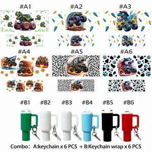 12-In-1 DIY Animal & Car Theme Craft Kit, Includes 6 Keychains Mini Cups & 6 UV DTF Stickers, Perfect Gift for Father's Day Birthday Sports Events