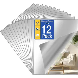 12 Pack Peel and Stick Mirror Tiles, 12x16 Inch Shatterproof Flexible Stick on Mirrors for Wall Self-Adhesive Sticker for Bedroom, Door, Bathroom, and Danc