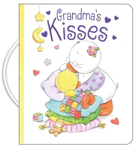 Grandma's Kisses Padded Board Book with Handle - Soft Touch & Built-in Handle for Easy Travel - Charming Rhyming Text for Toddler Story Time - Perfect Gift for Grandparent Love
