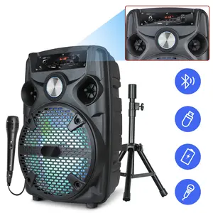Dazone  1100W Party Bluetooth Speaker, Loud Sound Deep Bass Wireless Boombox Large 8" Subwoofer with Speaker Stand, LED Colorful Lights, FM, USB, AUX, TF, Microphone