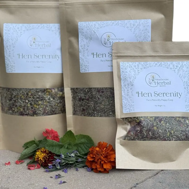 Henhouse Herbal Trio Sample Pack – Coop Care Made Easy Every flock owner needs this essential trio! Zen House keeps hens calm, Hen Serenity eases broody stress, and Mite Mender naturally repels pests. Try all three blends (1 oz or 2 oz each).
