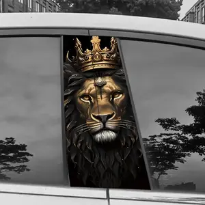 2 Piece Lion Vinyl Car B Pillar Decals, Waterproof Durable, Perfect for Door and Console Decoration, Window Stickers