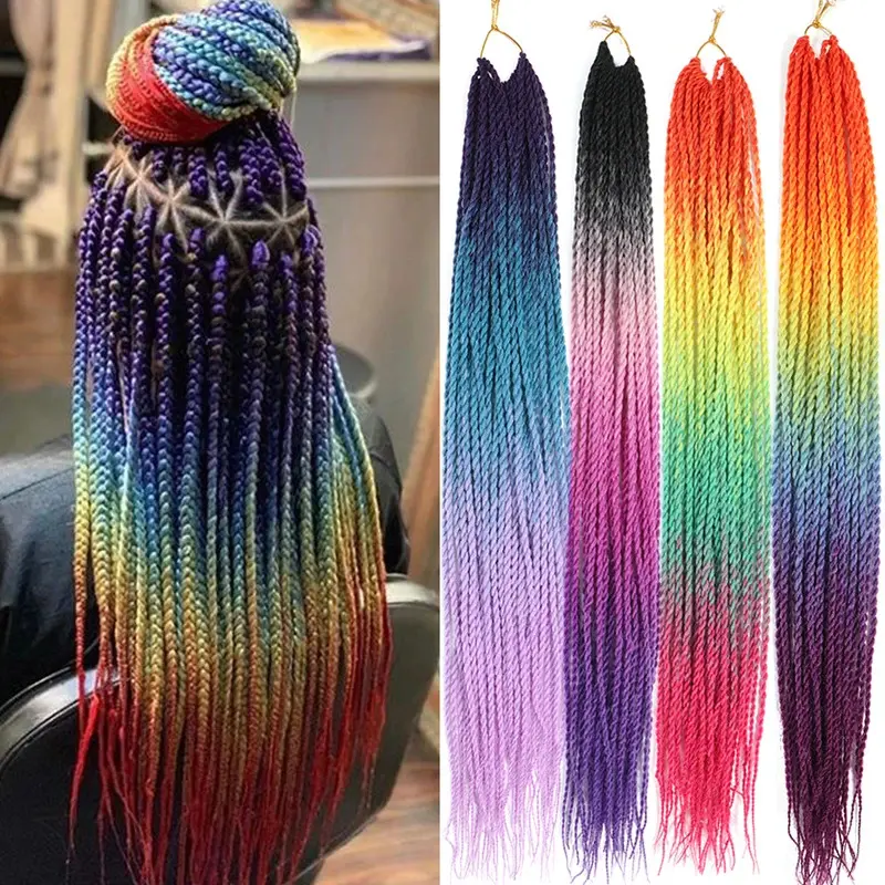 New Senegalese Twist Hair Crochet Braided 24inch Synthetic Dreadlocks Crochet Hair Braids 30 Roots/Pack Senegalese Twist Box Braids