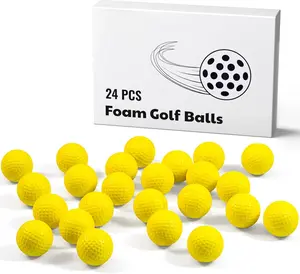 24 Pack Foam Golf Practice Balls - Soft Limited Flight Balls for Indoor & Outdoor Training with Smooth Yellow Design for Easy Visibility