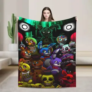 FNAF Plush Throw Blanket, Soft Fluffy Fleece Lightweight Cozy Fuzzy Warm Throw For Bed Sofa Camping, Super Soft And Comfortable, Machine Washable,bed couch nap,perfect christmas