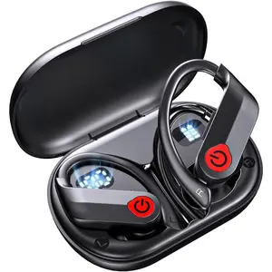 Wireless Earbuds, Bluetooth earphones with LED Display Case, 120 Hrs Playtime Noise Canceling Headphones with Easy Button Controls, IPX7 Waterproof Sports Earbud for Running Workout Gym Deep Black