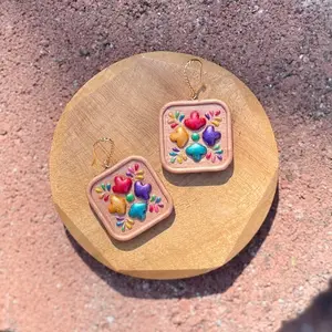 Handcrafted Artisanal Talavera Flowers Polymer Clay Earrings
