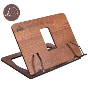 ANGELYCIA Book Stand for Reading, Wooden, Handmade, Foldable Recipe Cookbook Tablet PC Holder Adjustable Height Resting Reader Display