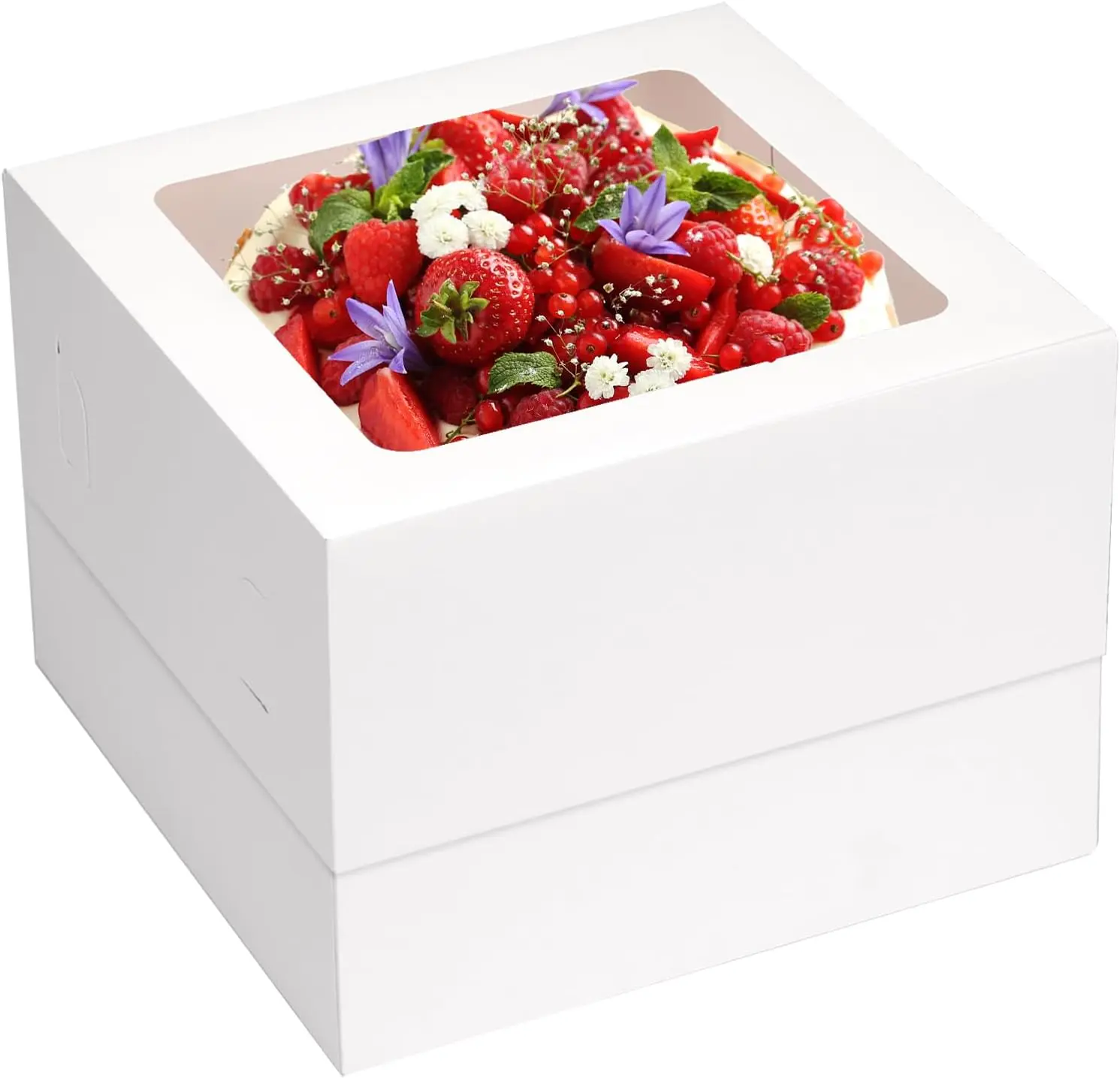 10pcs 12x12x8 Inch Tall Cake Boxes, White Bakery Boxes with Window Flat and Pre-folded for Easy Assembly, Highlight Your Baked Cakes and Display Gifts Perfectly
