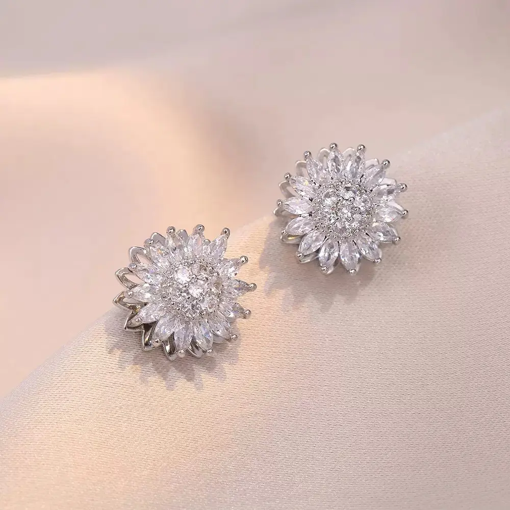 E0675 Rigid Sunflower Earrings