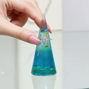 Resin Ring Holder Cone | Glitter Sprinkle Jewelry Display | Handmade Ring Organizer for Vanity, Markets & Live Selling