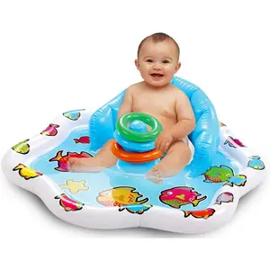 Baby Splash Pad with Inflatable Backrest and Stackable Ring Toys – Sensory Water Play Mat for Infants and Toddlers – Summer Outdoor Fun