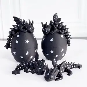 3D Printed Cute Galaxy Dragon and Egg Set, Home Decor, Desktop Ornament, Jointed Model, Party Gift, Birthday Present, 3D Print Dragon Egg
