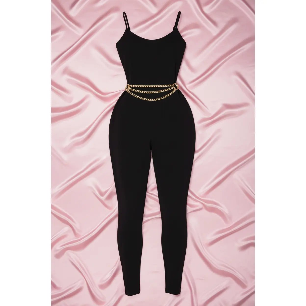Working Out Jumpsuit - Black Bodycon Spaghetti Straps Womenswear with Adjustable Straps and Comfortable Fit