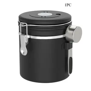 2026 New Coffee Bean Sealed Jar, Airtight Food Storage, 304 Stainless Steel Vent Valve, Breathable Storage Container with Spoon, Tea Canister, Dried Fruit Canister, Coffee Storage Canisters, Modern Organizer Containers