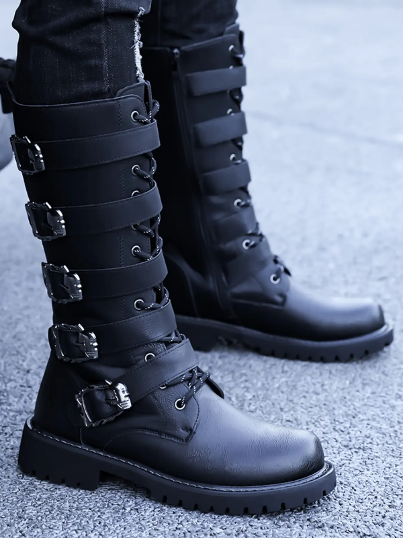 Men Long Knight Boots With Round Toe  Thick Sole Comfortable For Daily Use Youth Outdoor Retro Classic Men Boots Fashionable Boots