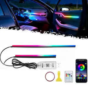 DIBMS APP Controlled RGB Car Interior Light strip,43.3 Inches Acrylic Auto Ambient Lighting Kit with Dreamcolor Chasing, Center Console Dashboard Lamps with APP Remote Control, Universal model, tape installation or embedded