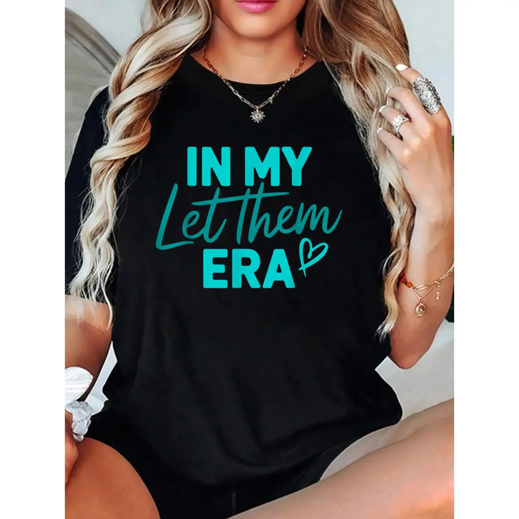 In My Let Them Era T-Shirt Crew Neck T Shirt For Summer, Women's Soft Short Sleeve Top, Stylish Comfy Tee For Women Graphic Tees