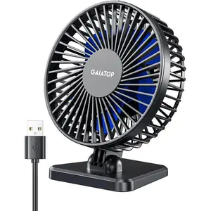 Gaiatop USB Desk Fan, Small But Powerful, Personal Portable Quiet 3 Speeds, Adjustable Mini Table Desktop fan for Cooling Home Office Car Summer Travel Gifts Blue
