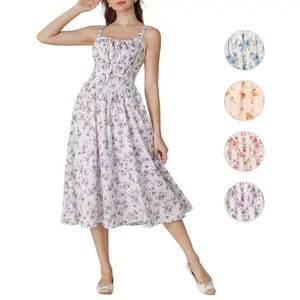 【Grace Karin】 Women's Floral Midi Dress Corset Sundresses 2026 Summer Spring Vacation Milkmaid Dresses