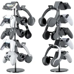 Controller Stand,5 Tier Controller Headphone Holder for Universal Headsets and Controllers,Black