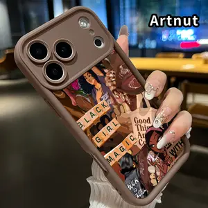 Phone Case Compatible for  iPhone 17 Pro Max 16 Plus 15 14 13 12 11 XR Air E Black Girl Magic Pattern TPU Lens Protection Durable Soft Cover Gift for Girl