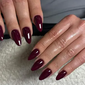 24pcs Almond Shape Medium Length Glossy Acrylic Nails Set, Includes Jelly Glue & Nail File, Perfect for Women & Girls Daily Use