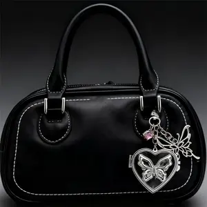 Handmade Vintage Metal Butterfly & Bear Love Pendant Keychain Exquisite Retro Charm Accessory for Handbags Backpacks and Car Keys Perfect Gift for Girls