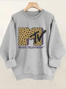 Autumn Winter Women's New Arrival Retro Style Loose Fit Round Neck Long Sleeve Sweatshirt Tops, Casual Fashion Womenswear Pullover for Daily Wear