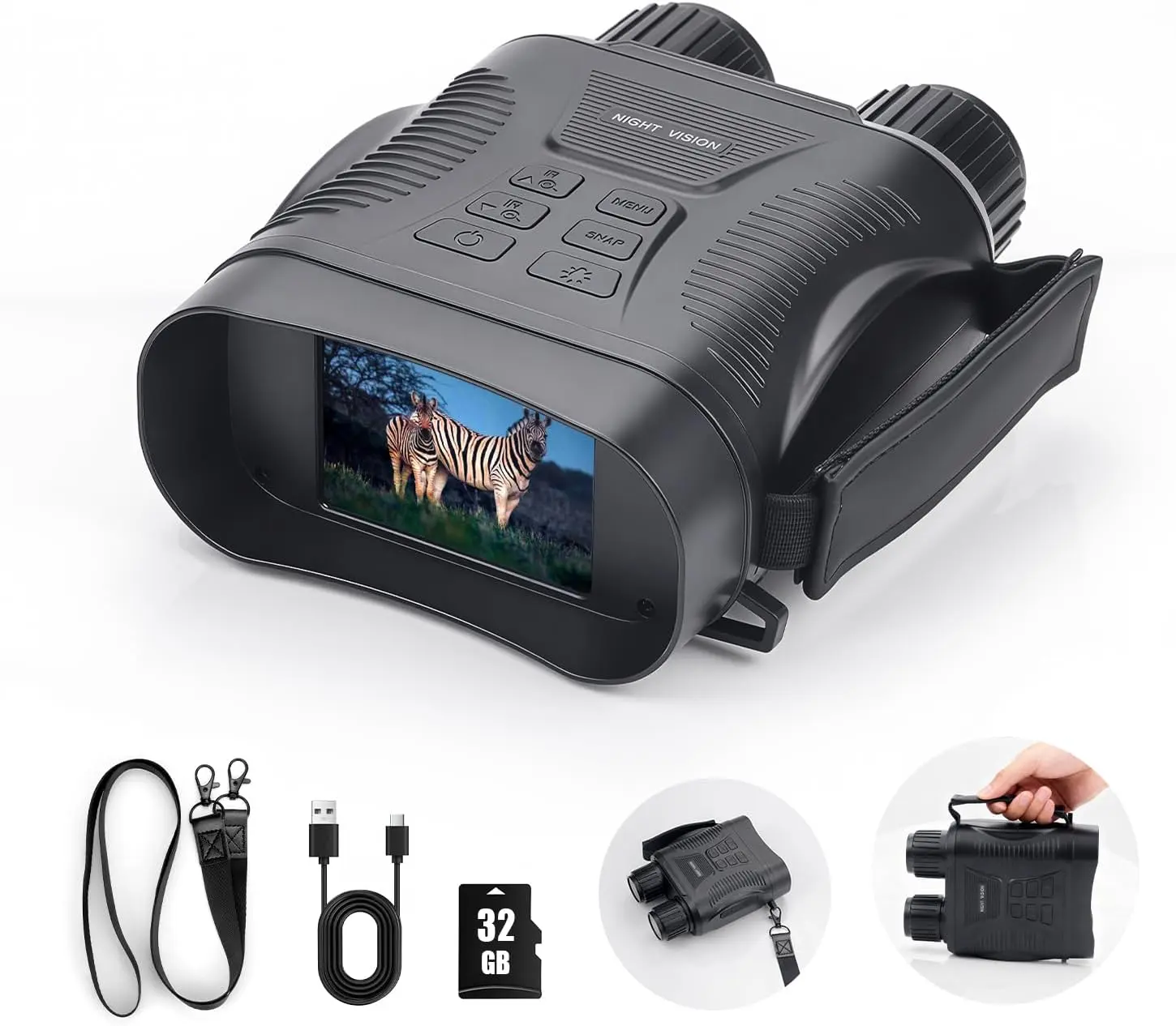 Night Vision Goggles - 4K Night Vision Binoculars for Adults Mit 32GB TFT Card 2700FT Ir/2000Mah, 2.8'' HD Screen, 7 Gear Infrared and 10X Digital Zoom for Outdoor Enthusiasts and Animal Watchers COOVIE