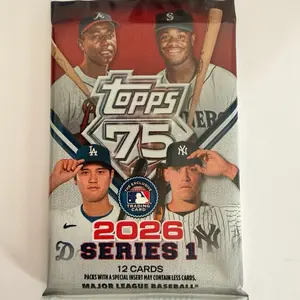 Topps 2026 Series 1 Single Pack - 12 Cards Major League Baseball Trading Cards