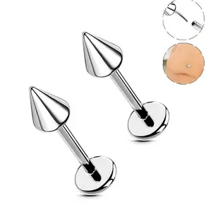 Oufer 2PCS Titanium Flat Back Push Pin Spike Nose Stud