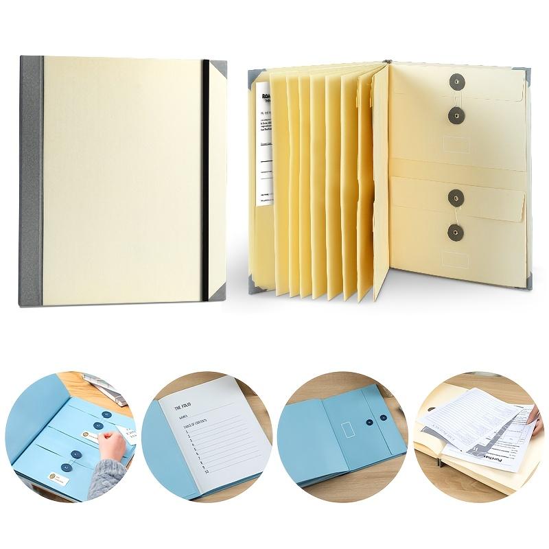 Multifunctional Document Organizer Binder - Expandable & Foldable File Folder with Label Tabs, Durable Paper Material, 12.99x10.71 Inches for Office, School, Home Organization - Bills, Receipts, Passport Storage