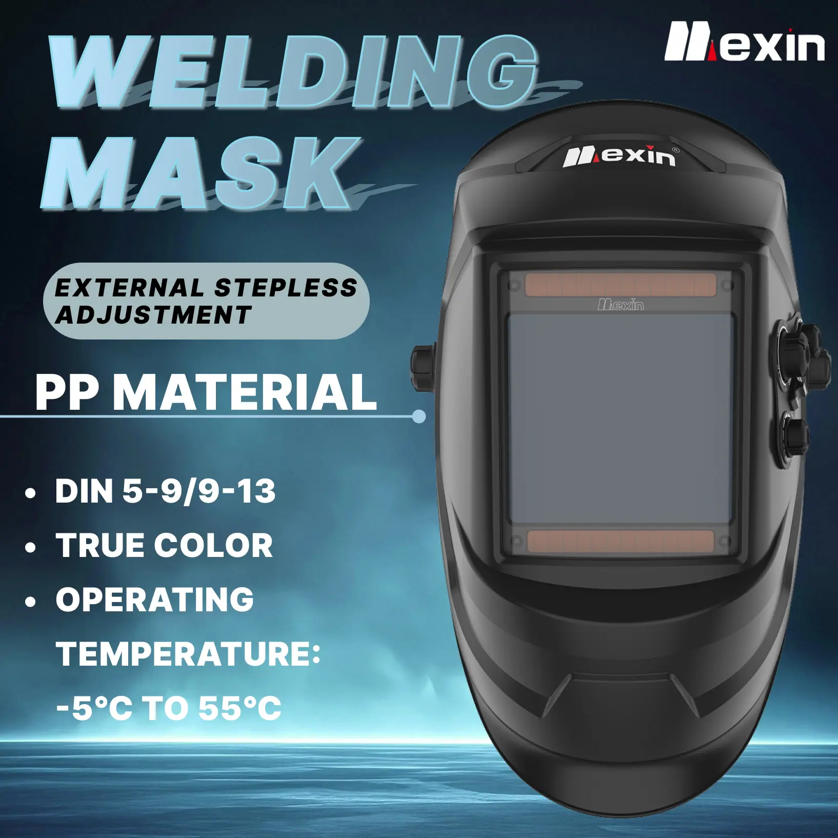 Mexin-LYG-OK-800Hlarge field of view automatic dimming welding mask, equipped with solar power supply and 4 sensors true color technology, with a wide range of 3/5-9/9-13, 1/1/1 optical clarity, welding mask/automatic dimming, welder mask