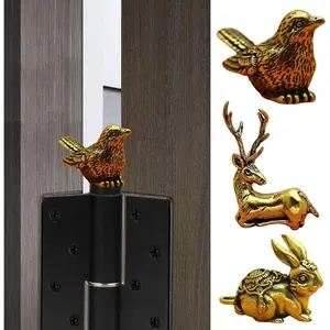 3PCS Decorative Magnetic Door Hinge Head Topper Brass Sparrow Bird Deer Rabbit Home Decoration