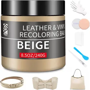 Leather Recoloring Balm,8.5oz Leather Color Restorer,Beige Leather Repair kit for Furniture and  Interior,Leather Couch Scratch Repair,Leather Dye  for Faded,Cracked and Damaged Leather