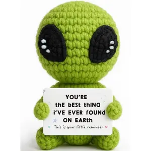 Handmade Crochet Alien Doll, Cute Alien Doll with Card, Cuddly Doll Gift, Car Decoration, Unique Valentine Gift, Boyfriend Girlfriend Gift, Stuffed Animal Gifts, Amigurumi Gift