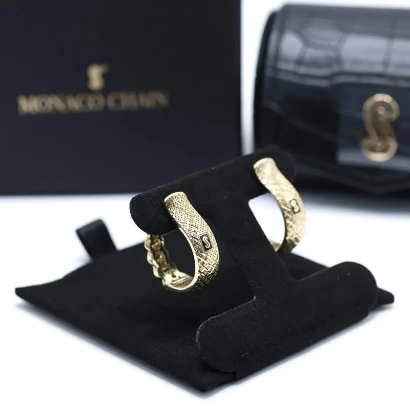 14KT Gold Monaco Chain Flex Hoop Earrings - Certified Jumbo 8MM Wide Earrings