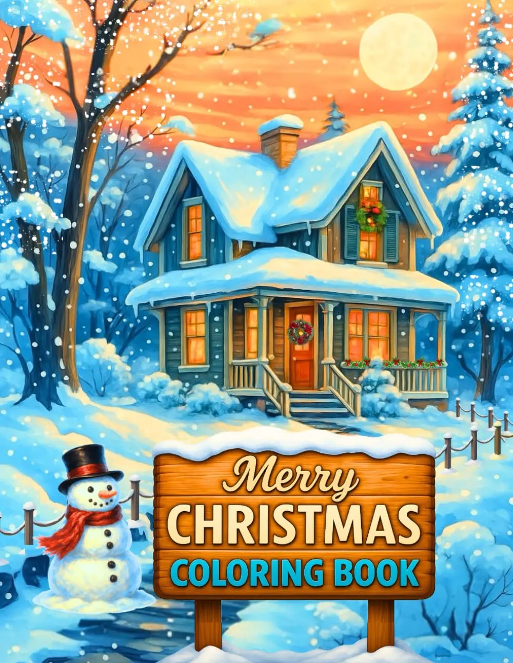 Merry Christmas Coloring Book for Adults: 52 Festive and Relaxing Coloring Pages with Winter Scenes, Holiday Decorations